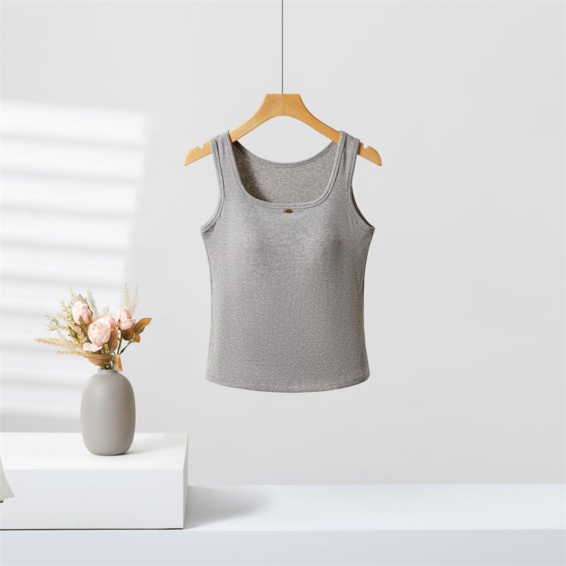 Ženski top bez rukava, bazni top s širokim trakama, Lyocell-pamučna mješavina, tekstni otisak, duljina 50–65 cm, proljeće 2025