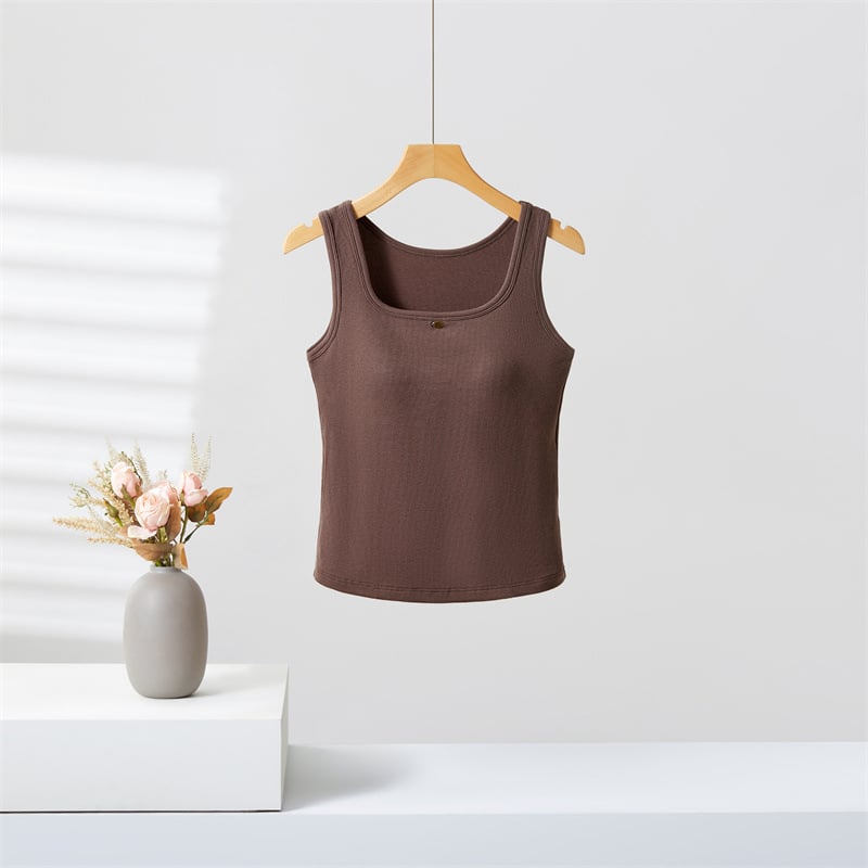 Ženski top bez rukava, bazni top s širokim trakama, Lyocell-pamučna mješavina, tekstni otisak, duljina 50–65 cm, proljeće 2025