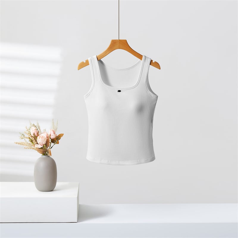 Ženski top bez rukava, bazni top s širokim trakama, Lyocell-pamučna mješavina, tekstni otisak, duljina 50–65 cm, proljeće 2025