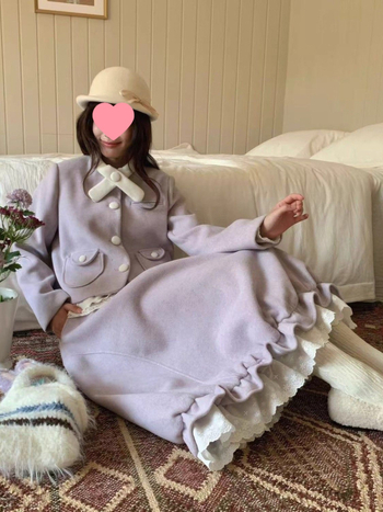 Ženski vuneni sako i kostim s suknjom, francuski retro ilustrativni stil, proljeće 2025 (Uzorak: Drugi; Materijal: ovčja vuna; Glavni materijal: PVC; Stil odjela: kostim s suknjom)