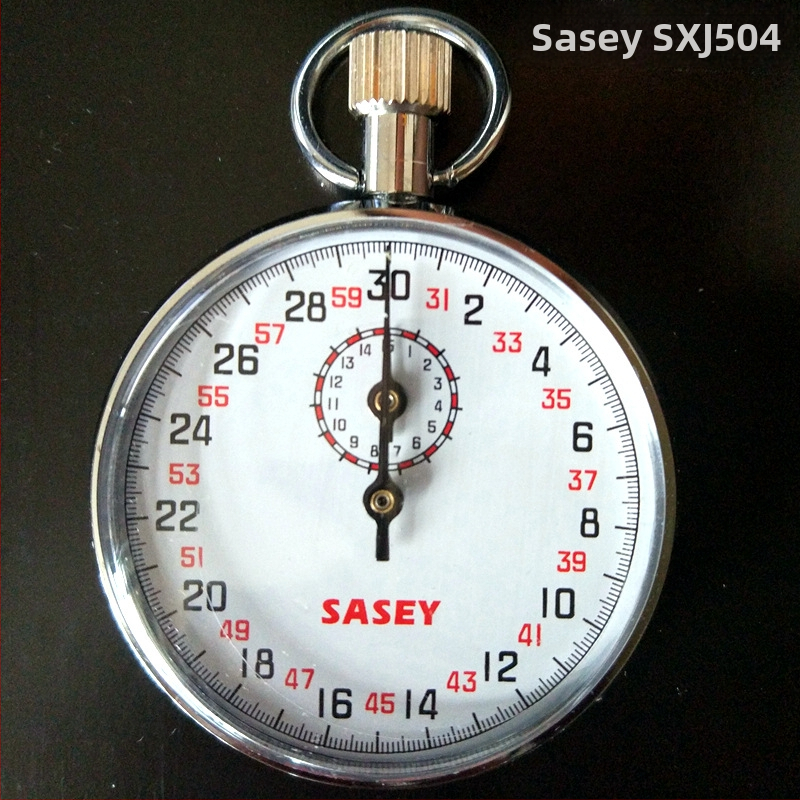 Mechanické stopky s nehrdzavejúcim puzdrom, vodeodolné, s funkciou pozastavenia, minimálna skala 0,1, čistá hmotnosť 120 g