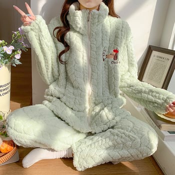 Motinystės pižamos komplektas maitinti – rudens‑žiemos 2025, Jacquard velvetas, 100% poliesteris, 251–300 g/m² storis, ilgomis rankovėmis, ilgos kelnės, plus dydis, mielas stilius