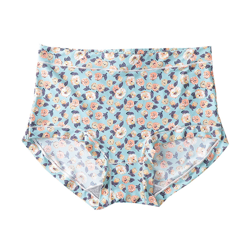 Bezšivne ženske gaćice, antibakterijska pamukasta podstava, prozračne, cvjetni uzorak, lagani ljetni model, srednji pojas, plus veličina, led silk stil