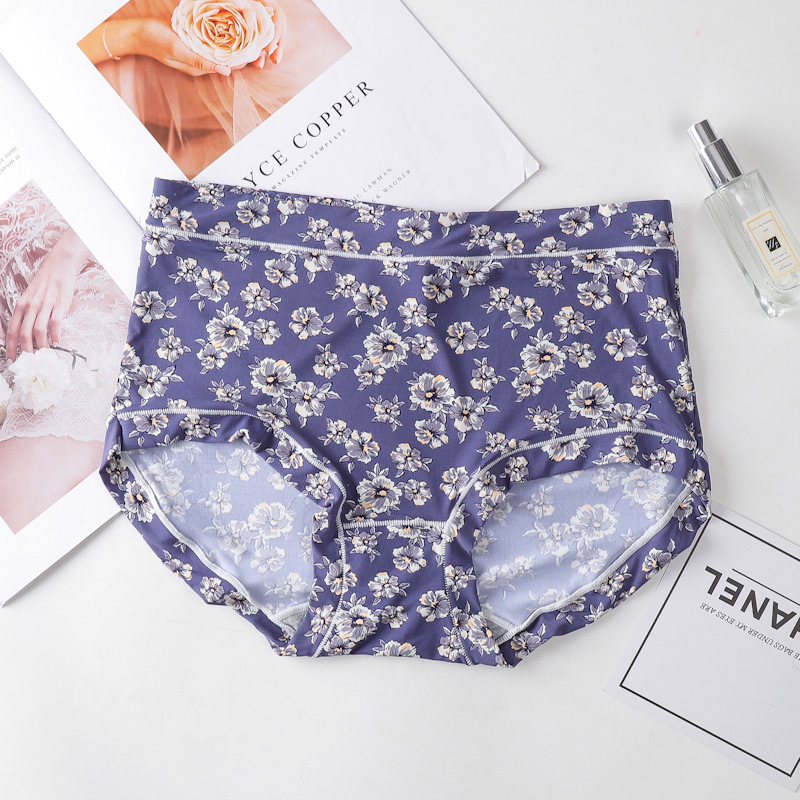 Bezšivne ženske gaćice, antibakterijska pamukasta podstava, prozračne, cvjetni uzorak, lagani ljetni model, srednji pojas, plus veličina, led silk stil