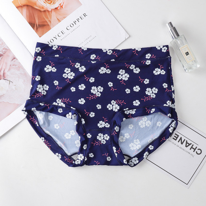 Bezšivne ženske gaćice, antibakterijska pamukasta podstava, prozračne, cvjetni uzorak, lagani ljetni model, srednji pojas, plus veličina, led silk stil