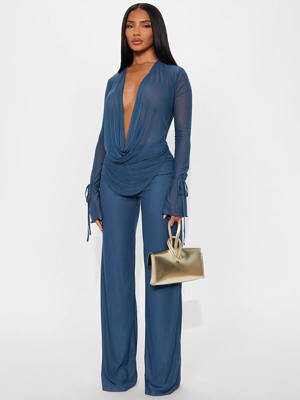 Kelnių kostiumas su palaidine, ilgomis rankovėmis, be apykaklės, klostės, 95% poliesteris