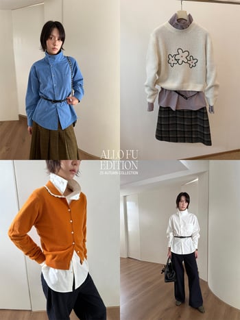 Moteriški medvilniniai marškiniai su vientisos spalvos raštu, stand-up apykaklė, ilgos rankovės, vidutinio ilgio, Žiemos 2025.