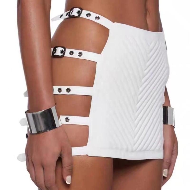 Dviejų dalių komplektas: halterneck-topas ir sijonas, be rankovių, PU–medžiagų mišinys (90–95% medvilnės), gatvės hipster stilius, vasara 2024