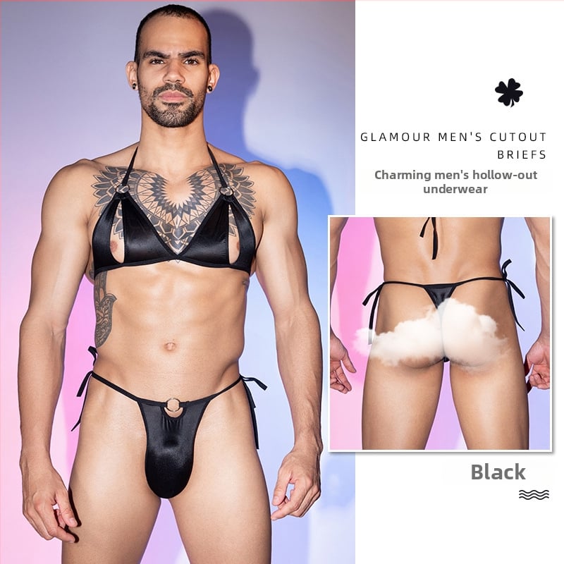 Férfi vékony, lélegző nylon alsónemű U-alakú zsebbel, japán stílusú, alacsony derekú