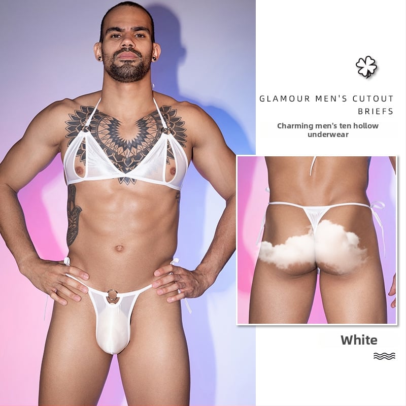 Férfi vékony, lélegző nylon alsónemű U-alakú zsebbel, japán stílusú, alacsony derekú