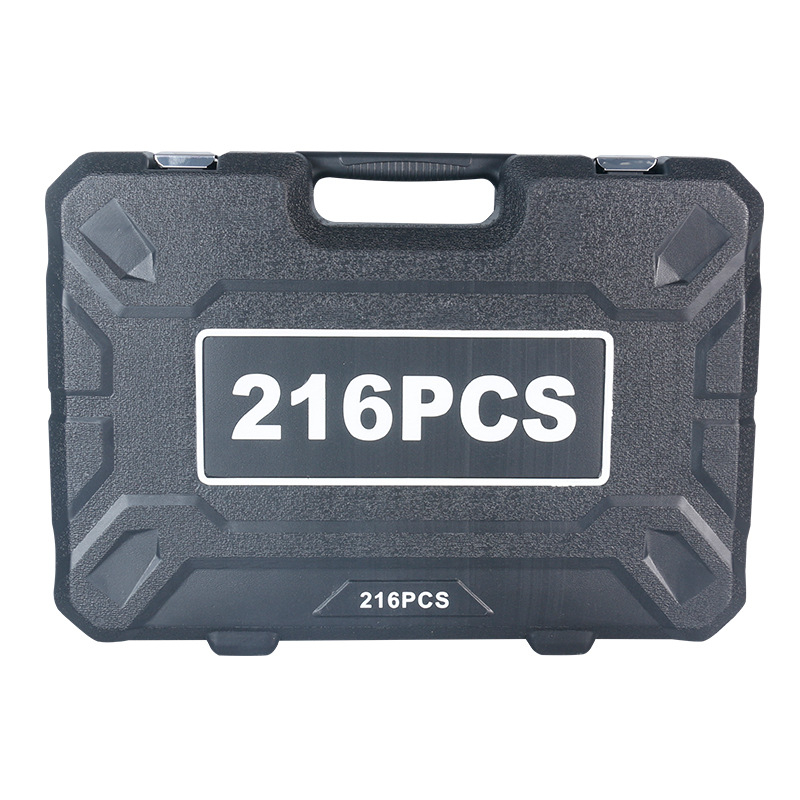 Gorepu 216 dalių automobilių remonto įrankių rinkinys su sokeliais ir veržliarakčiais – aukštos anglies plienas, dydžiai 1/4, 3/8 ir 1/2 colio, skirtas automobilių ir mechaniniam remontui