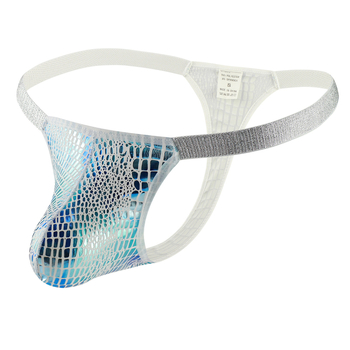 Ανδρικό thong με γυαλιστό μοτίβο κροκοδειλίου, αναπνέον U-pouch, ύφασμα από συνθετικές ίνες, μάρκα Fish Tower