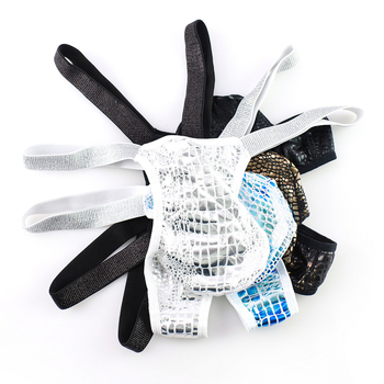 Ανδρικό thong με γυαλιστό μοτίβο κροκοδειλίου, αναπνέον U-pouch, ύφασμα από συνθετικές ίνες, μάρκα Fish Tower