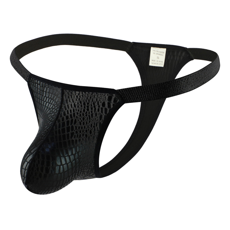 Ανδρικό thong με γυαλιστό μοτίβο κροκοδειλίου, αναπνέον U-pouch, ύφασμα από συνθετικές ίνες, μάρκα Fish Tower