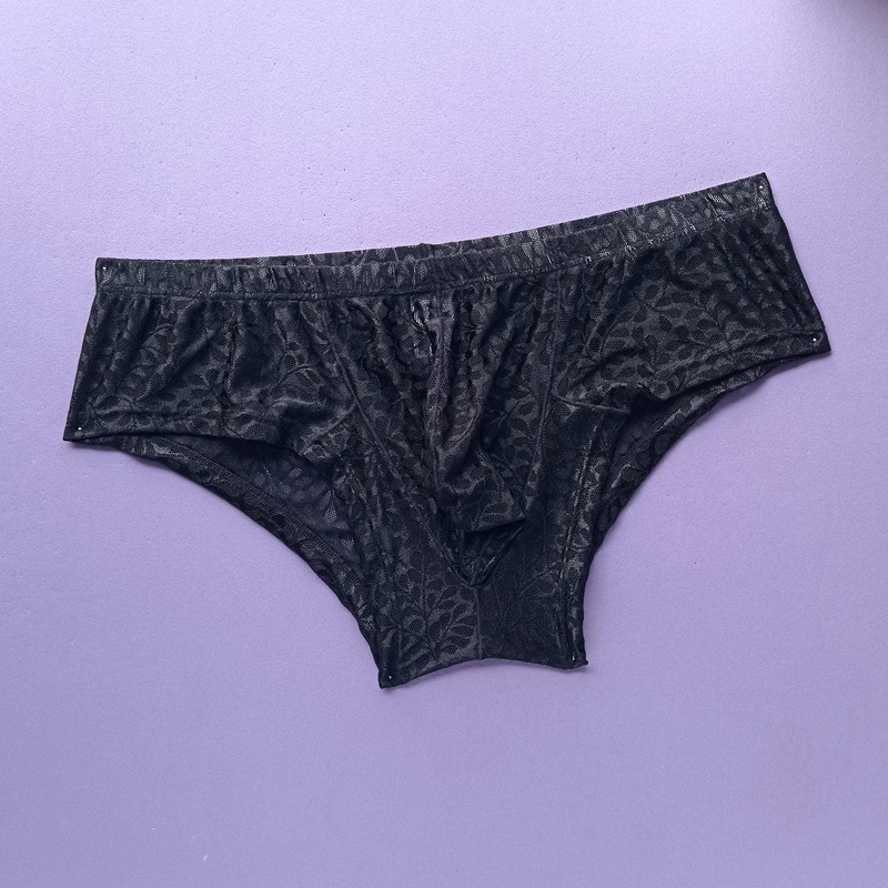 Muške čipkaste gaćice s niskim strukom, U-oblik džep, nylon materijal, brzo sušeće i prozračne