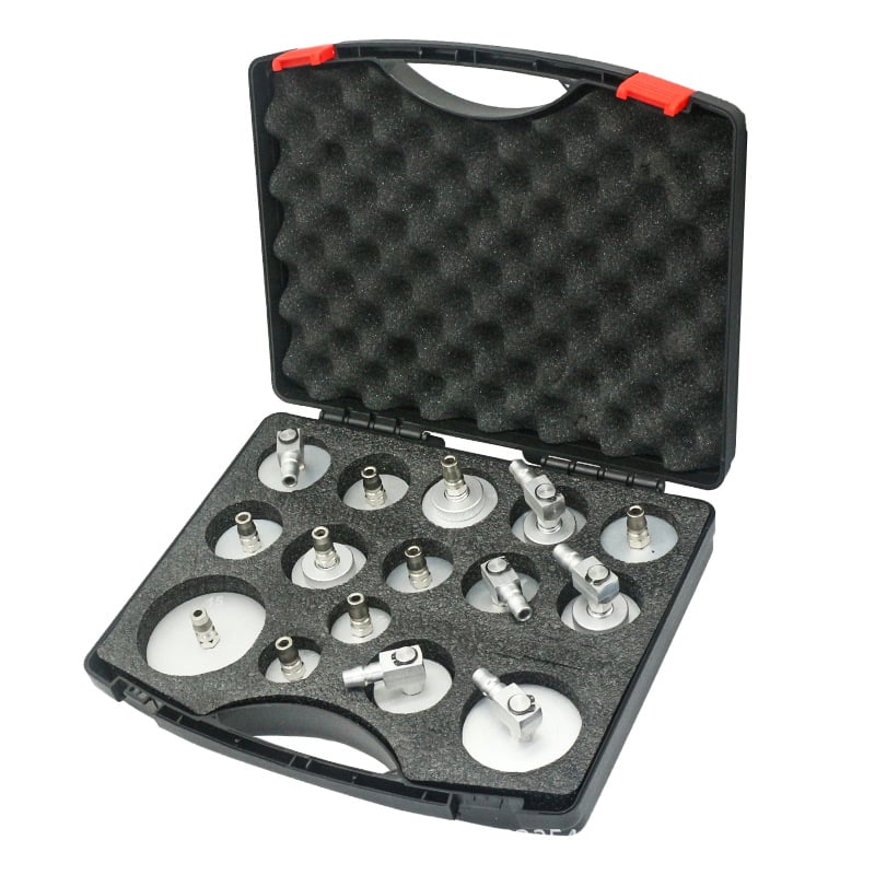 Stabdžių skysčio keitimo įrankių rinkinys su jungties adapteriu, metalinė konstrukcija, mašinų remontui