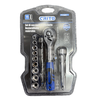 72-зъбен трещотъчен ключ с 11-частов комплект торцеви глави, персонализируем (Хром-ванадий стомана, Магнитен, Взривоустойчив, Метричен формат)