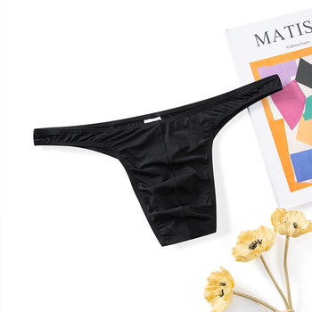 Tangă pentru bărbați din nailon, respirabilă, tricotată, cu buzunar mare în față în formă U și căptușeală din bumbac