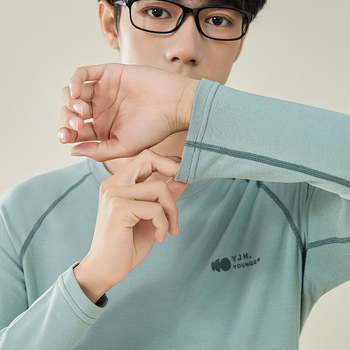 Férfi termikus alsó- és felső készlet őszre–télre, modal-pamut-spandex keverék, kerek nyak, hosszú ujjú, varratmentes alapréteg, egyrétegű, 201–250 g/m2