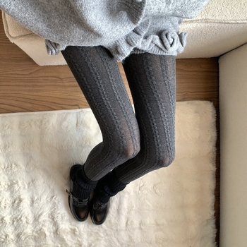 Vintage prozirne pantyhose s trodimenzijskim kabel-knit uzorkom, visok pojas, smanjuje figuru, produžuje noge, svestrane, neklizajuće