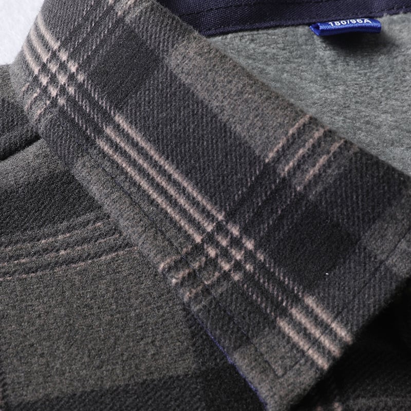 Muška karirana košulja s fleec podstavom, toplinu zadržavajuća, ovratnik tip lapel, dugi rukavi, ležerni stil s kapuljacom, Rayon 96%