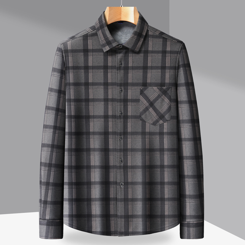 Muška karirana košulja s fleec podstavom, toplinu zadržavajuća, ovratnik tip lapel, dugi rukavi, ležerni stil s kapuljacom, Rayon 96%