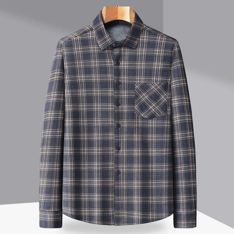 Muška karirana košulja s fleec podstavom, toplinu zadržavajuća, ovratnik tip lapel, dugi rukavi, ležerni stil s kapuljacom, Rayon 96%