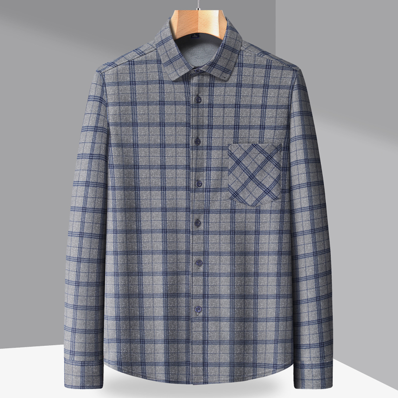 Muška karirana košulja s fleec podstavom, toplinu zadržavajuća, ovratnik tip lapel, dugi rukavi, ležerni stil s kapuljacom, Rayon 96%