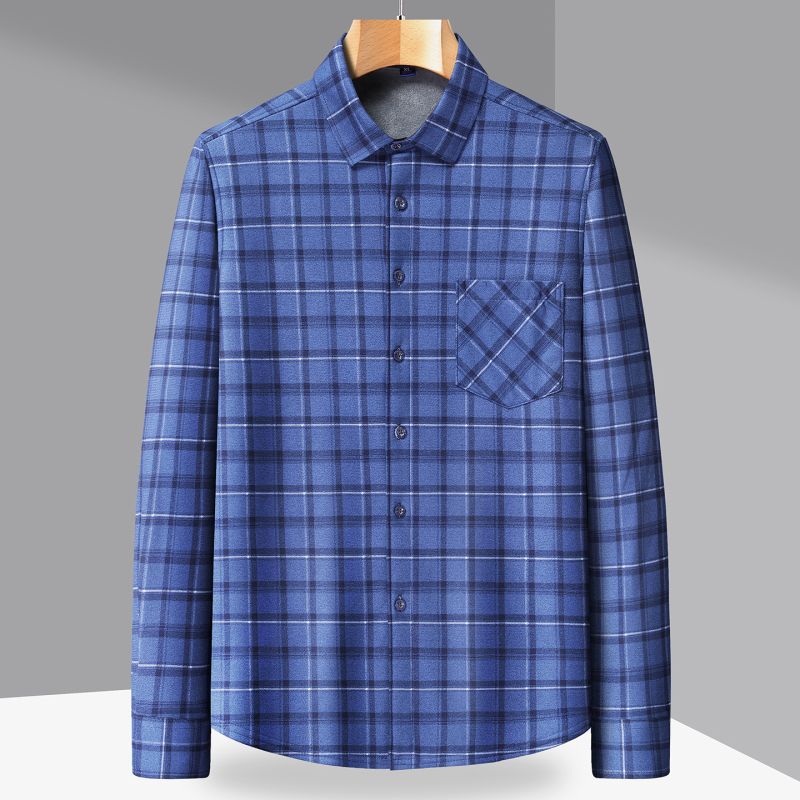 Muška karirana košulja s fleec podstavom, toplinu zadržavajuća, ovratnik tip lapel, dugi rukavi, ležerni stil s kapuljacom, Rayon 96%