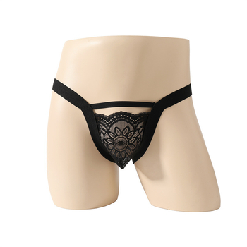 Ανδρικό σέξι εσώρουχο με δαντέλα και ελαστικά ιμάντια — πολυεστερικό ύφασμα, περιεκτικότητα 90–95% πολυεστέρα, μάρκα Izido, κυκλοφορία άνοιξη 2025, συσκευασία: σακούλα