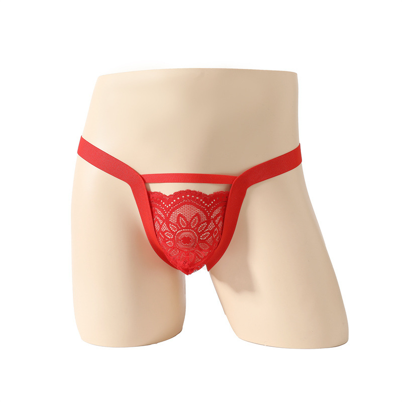 Ανδρικό σέξι εσώρουχο με δαντέλα και ελαστικά ιμάντια — πολυεστερικό ύφασμα, περιεκτικότητα 90–95% πολυεστέρα, μάρκα Izido, κυκλοφορία άνοιξη 2025, συσκευασία: σακούλα