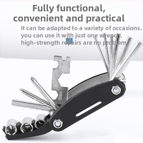 Set alata za popravak bicikla – sklopivi, višenamjenski, alati za popravak guma, set ključeva, marka QY