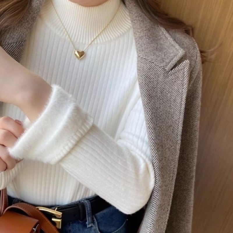 Pulover de damă cu căptușeală de fleece, din bumbac și PU, mâneci raglan, guler rotund, grosime medie