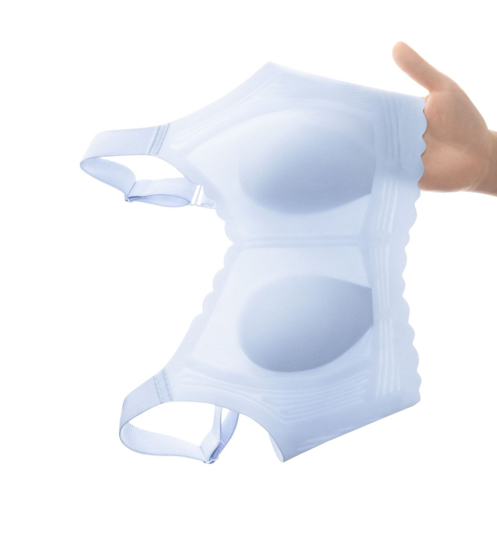 Бюстие с пълна чашка, ултра тънки формовани чашки, найлонова материя, без жица, мека поддръжка, фиксирани двойни презрамки, задно закопчаване с четири реда куки