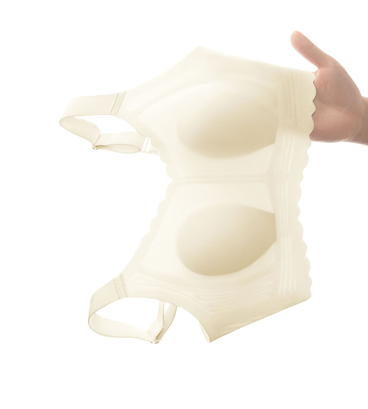 Бюстие с пълна чашка, ултра тънки формовани чашки, найлонова материя, без жица, мека поддръжка, фиксирани двойни презрамки, задно закопчаване с четири реда куки