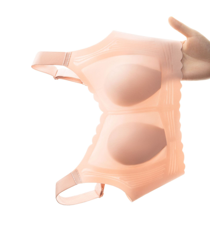 Бюстие с пълна чашка, ултра тънки формовани чашки, найлонова материя, без жица, мека поддръжка, фиксирани двойни презрамки, задно закопчаване с четири реда куки