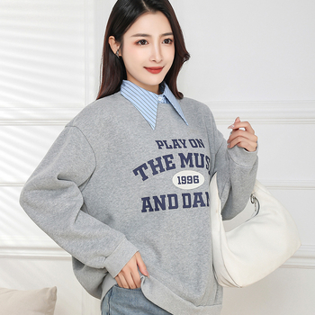 Moteriška dekoratyvinė dirbtinė apykaklė marškinėliams — medvilnė, dryžuotas raštas, rudens-žiemos stilus