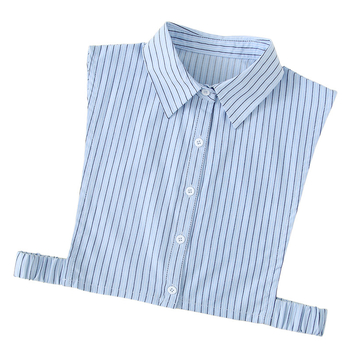 Moteriška dekoratyvinė dirbtinė apykaklė marškinėliams — medvilnė, dryžuotas raštas, rudens-žiemos stilus