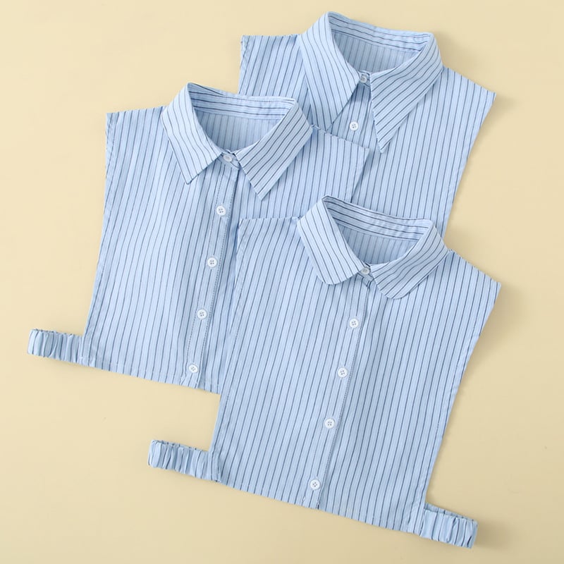 Moteriška dekoratyvinė dirbtinė apykaklė marškinėliams — medvilnė, dryžuotas raštas, rudens-žiemos stilus