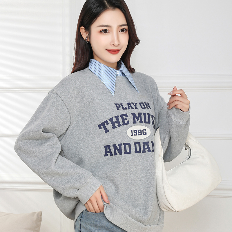 Moteriška dekoratyvinė dirbtinė apykaklė marškinėliams — medvilnė, dryžuotas raštas, rudens-žiemos stilus