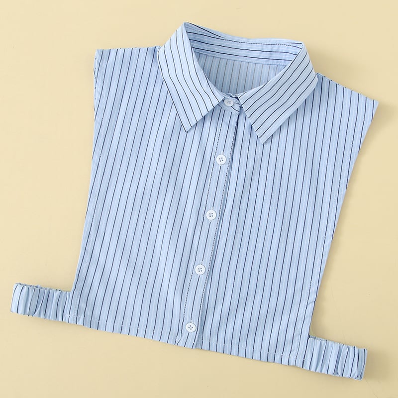 Moteriška dekoratyvinė dirbtinė apykaklė marškinėliams — medvilnė, dryžuotas raštas, rudens-žiemos stilus