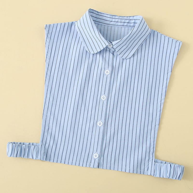 Moteriška dekoratyvinė dirbtinė apykaklė marškinėliams — medvilnė, dryžuotas raštas, rudens-žiemos stilus