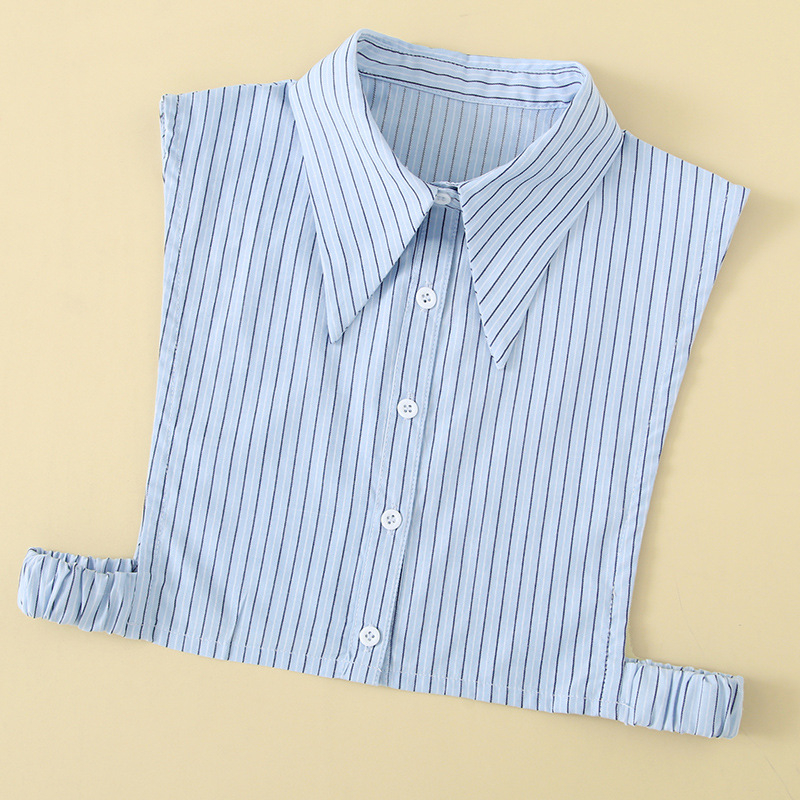 Moteriška dekoratyvinė dirbtinė apykaklė marškinėliams — medvilnė, dryžuotas raštas, rudens-žiemos stilus