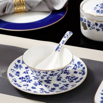 Portselanist hotellilaua serveerimiskomplekt, kolmekomponentne komplekt, hiina stiil, logoga kohandatav, kinkekarp