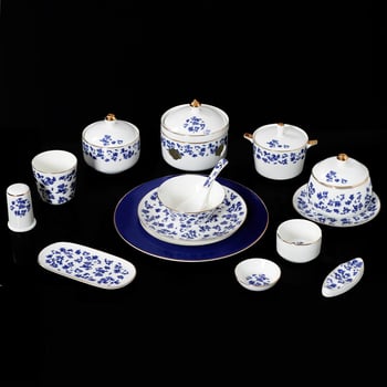 Portselanist hotellilaua serveerimiskomplekt, kolmekomponentne komplekt, hiina stiil, logoga kohandatav, kinkekarp