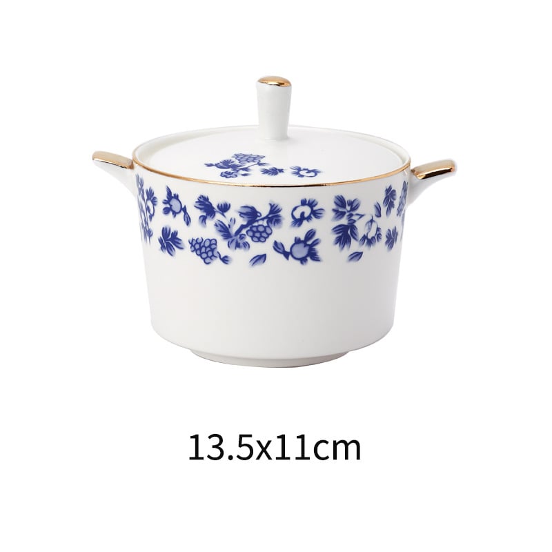 Portselanist hotellilaua serveerimiskomplekt, kolmekomponentne komplekt, hiina stiil, logoga kohandatav, kinkekarp