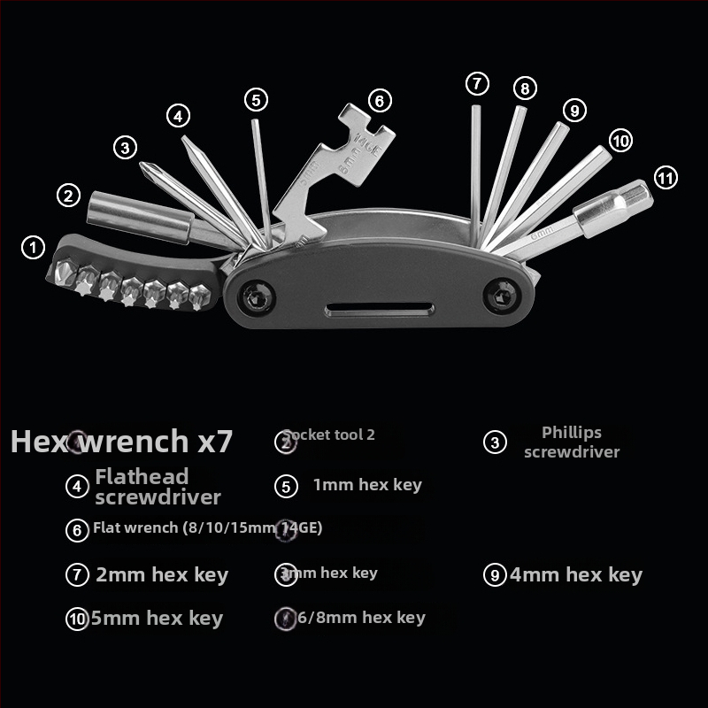 Bunguo 21-u-1 sklopivi komplet alata za popravak bicikla s rezačem lanca Bg-9890