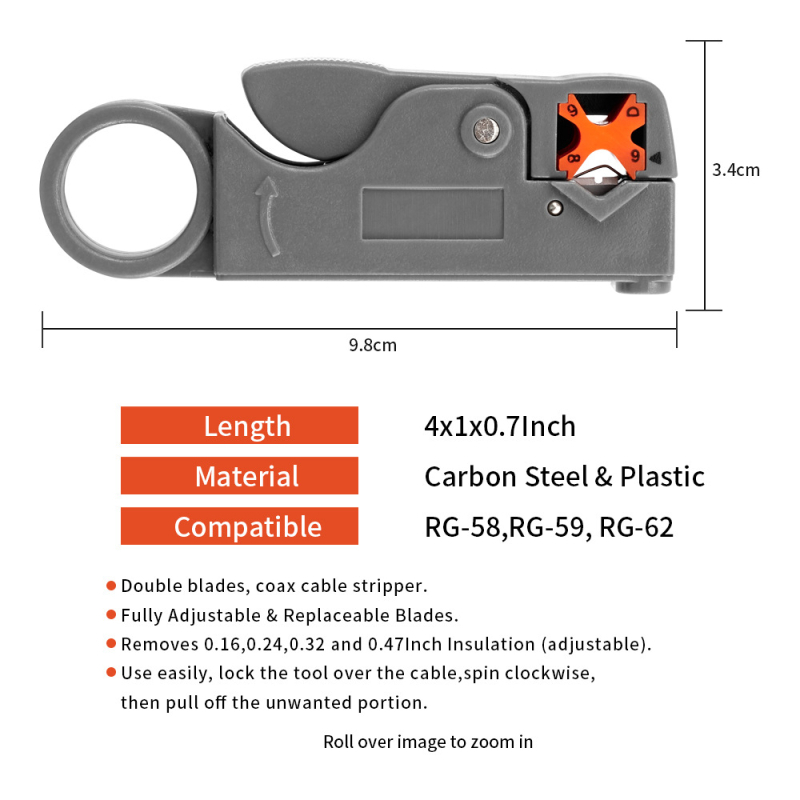 Kabelių crimimo replės su izoliacijos atjungimu, 52x12, svoris 0,6