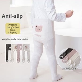 Baba/újszülött unisex pamut leggings állatmintával, csúszásgátló, magas derekú, 76,6% pamut