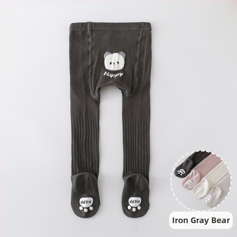 Baba/újszülött unisex pamut leggings állatmintával, csúszásgátló, magas derekú, 76,6% pamut